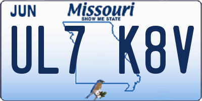 MO license plate UL7K8V