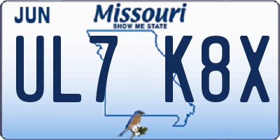 MO license plate UL7K8X