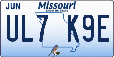 MO license plate UL7K9E