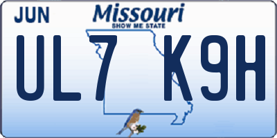 MO license plate UL7K9H