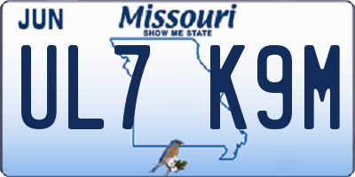 MO license plate UL7K9M