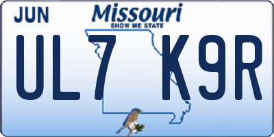 MO license plate UL7K9R