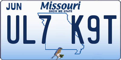 MO license plate UL7K9T
