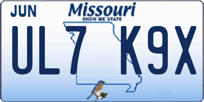 MO license plate UL7K9X