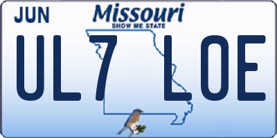 MO license plate UL7L0E