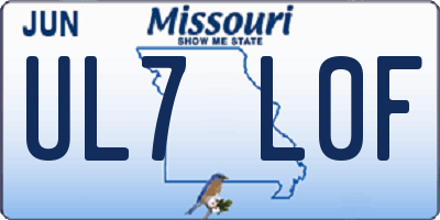 MO license plate UL7L0F