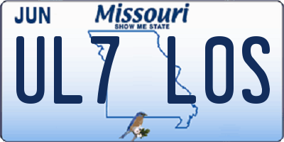 MO license plate UL7L0S