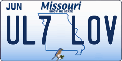 MO license plate UL7L0V