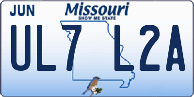 MO license plate UL7L2A