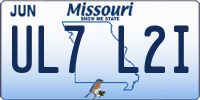 MO license plate UL7L2I