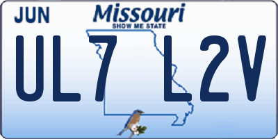MO license plate UL7L2V
