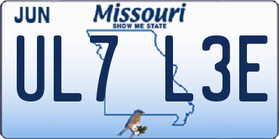 MO license plate UL7L3E