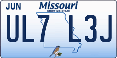MO license plate UL7L3J