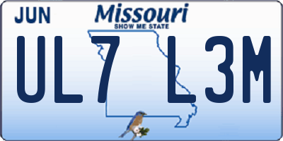 MO license plate UL7L3M