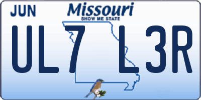 MO license plate UL7L3R