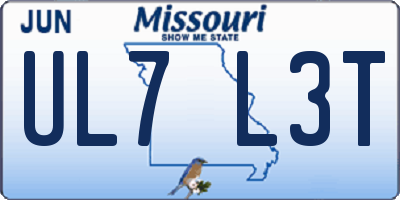 MO license plate UL7L3T