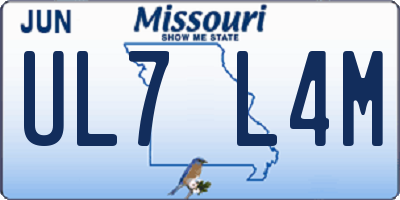 MO license plate UL7L4M