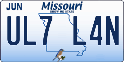 MO license plate UL7L4N