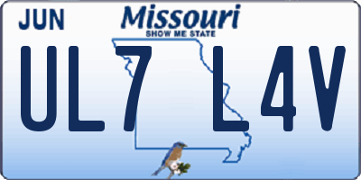 MO license plate UL7L4V