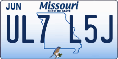 MO license plate UL7L5J