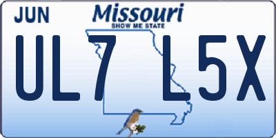MO license plate UL7L5X