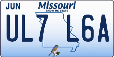 MO license plate UL7L6A