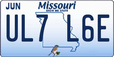 MO license plate UL7L6E