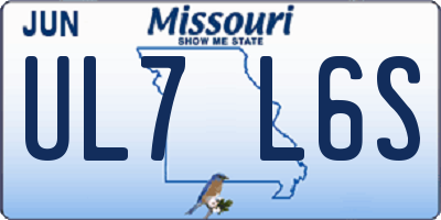 MO license plate UL7L6S