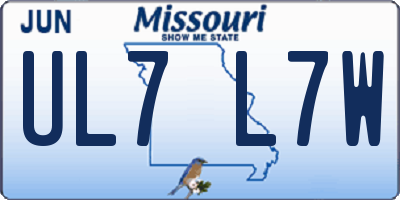 MO license plate UL7L7W