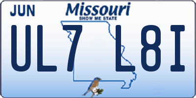 MO license plate UL7L8I