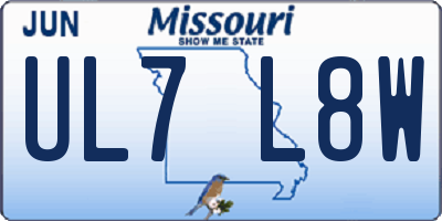 MO license plate UL7L8W