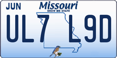 MO license plate UL7L9D