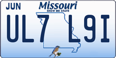 MO license plate UL7L9I