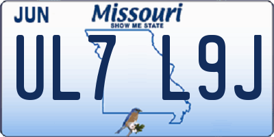 MO license plate UL7L9J
