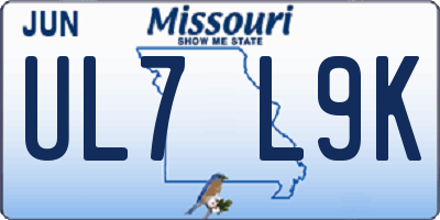 MO license plate UL7L9K