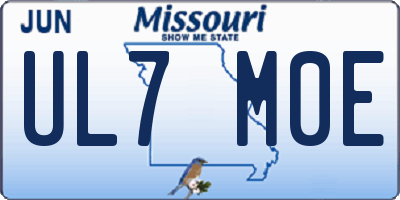 MO license plate UL7M0E
