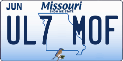 MO license plate UL7M0F