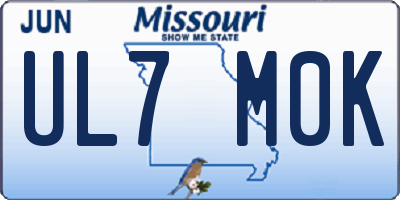 MO license plate UL7M0K