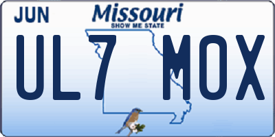 MO license plate UL7M0X