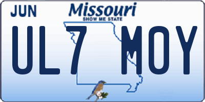 MO license plate UL7M0Y