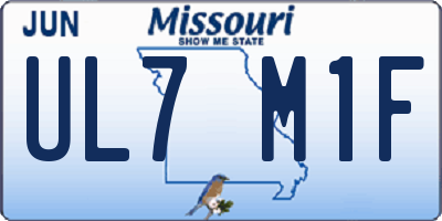 MO license plate UL7M1F