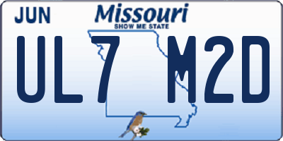 MO license plate UL7M2D