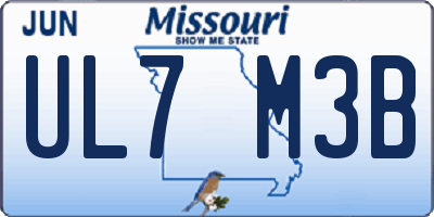 MO license plate UL7M3B