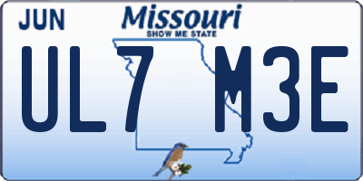 MO license plate UL7M3E