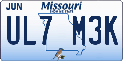 MO license plate UL7M3K