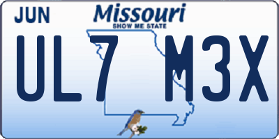 MO license plate UL7M3X