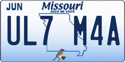 MO license plate UL7M4A