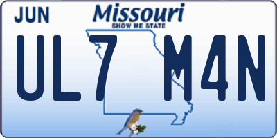 MO license plate UL7M4N