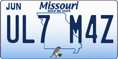 MO license plate UL7M4Z