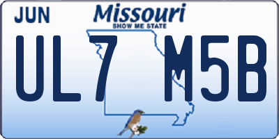 MO license plate UL7M5B